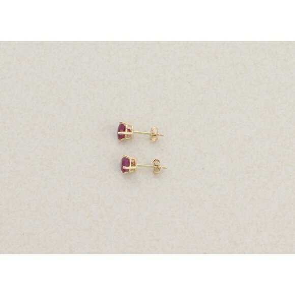14k Yellow Gold Natural Ruby Earrings Stud Post Earrings 3/16" .80 total carat - Picture 9 of 9